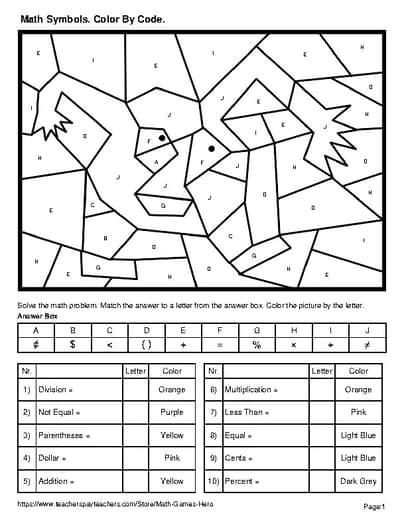 Image result for Math Symbols Coloring Pages