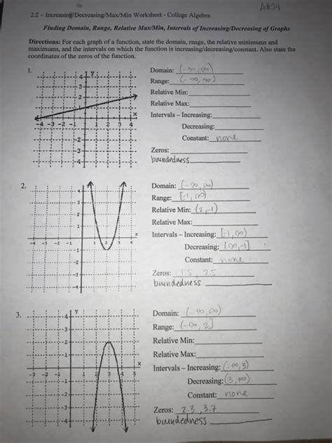 Toradh íomhá ar Increasing and Decreasing Functions Worksheet