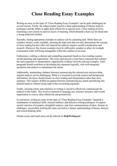 Image result for Close Reading Sample