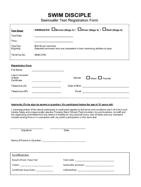 Image result for Swim Test PDF Transparent