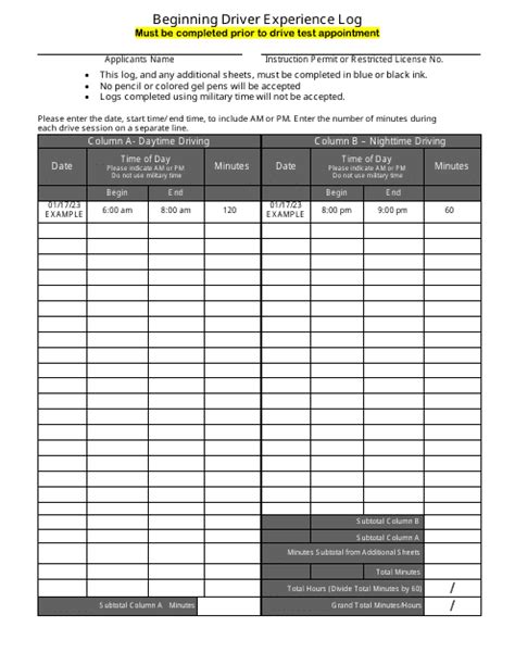 Afbeeldingsresultaten voor DMV Printable Driving Log