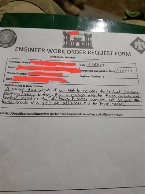 Image result for Army Work Order Form