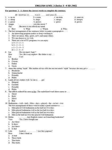 Image result for English Level 2 Sheets