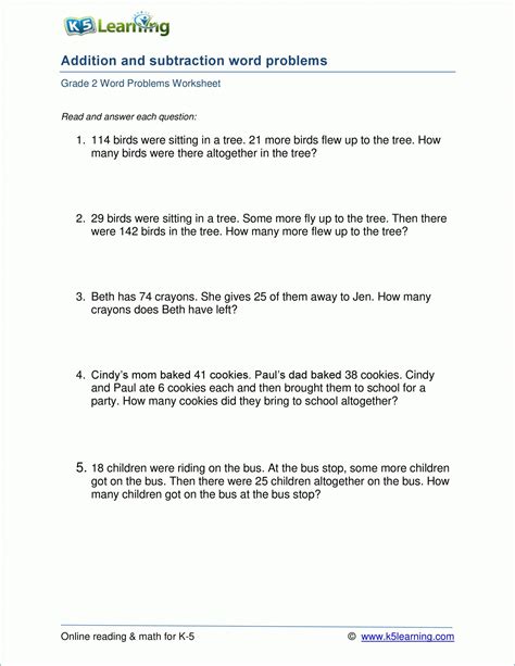 Toradh íomhá ar First Grade Subtraction Word Problems Worksheets