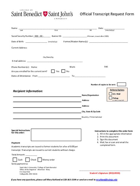 Image result for St. James Transcript Request Form
