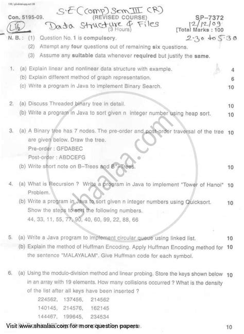 Data Structure Sem Question Paper に対する画像結果
