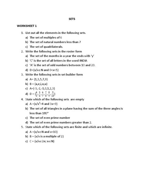 Image result for Empty Set Worksheet