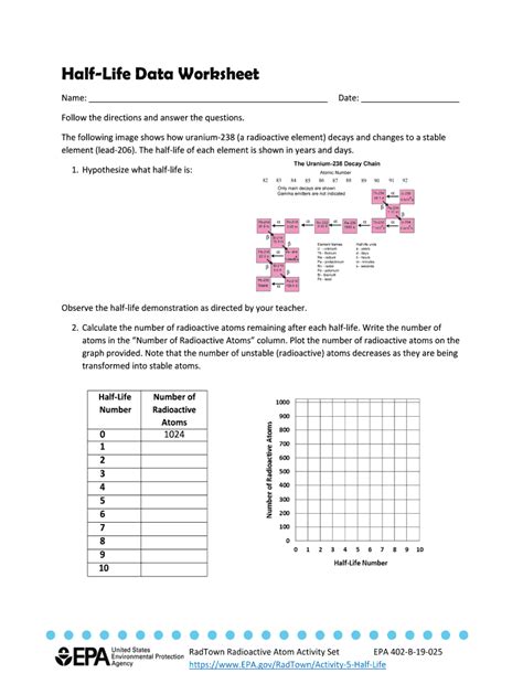 Image result for Half-Life Formul for 9th Graders Worksheet Answer Key