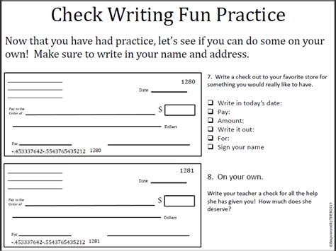 Toradh íomhá ar Practice Check Writing Printable