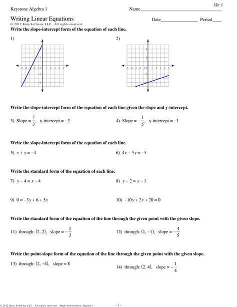 Image result for Writing Linear Equations Worksheet PDF