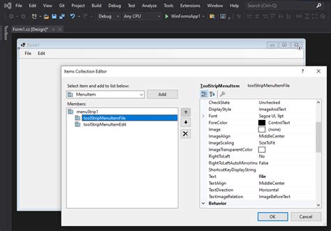 Image result for Menu in Visual Studio