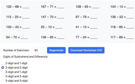 Image result for Dynamic Subtraction Worksheets