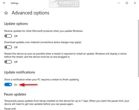 Toradh íomhá ar Windows Update Restart Notification