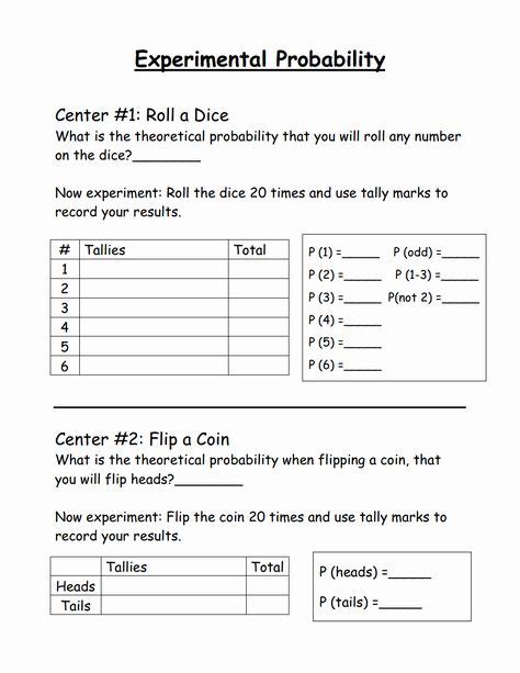 Image result for Probability Dice Math-Aids Worksheet with Answer Key