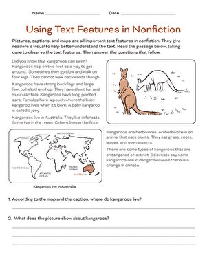 Image result for Text Features Worksheet 4th Grade PDF