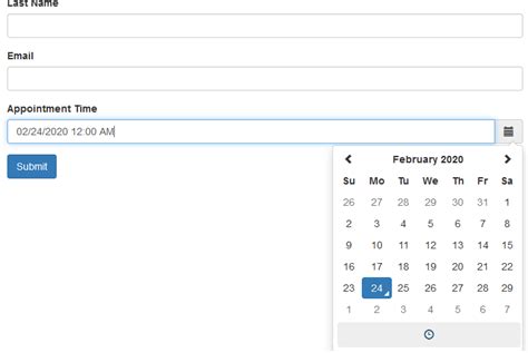 Image result for JavaScript Form with Date Picker Example