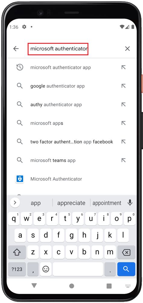 Image result for Microsoft Authenticator App Android Layout