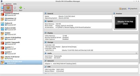Toradh íomhá ar Oracle VirtualBox Manager GUI
