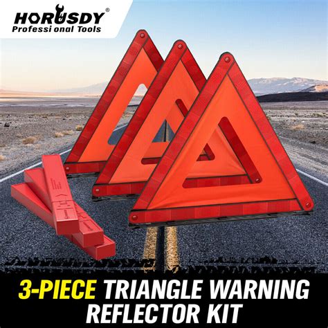 3Pc Emergency Warning Triangle Set - Reflective Safety Sign for Roadsi ...