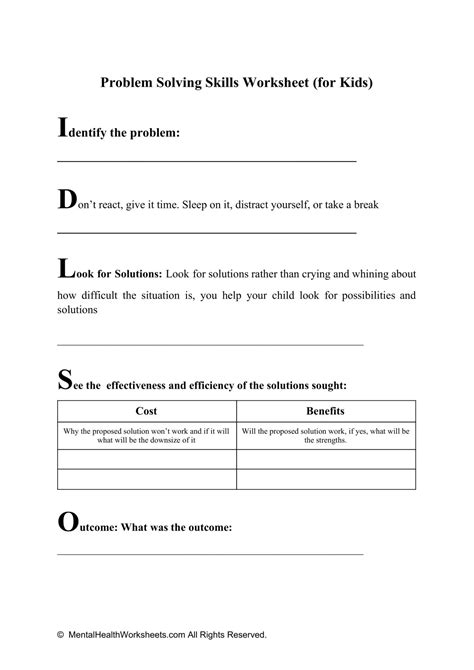 Worksheet On Problem Solving Personal Issues에 대한 이미지 결과