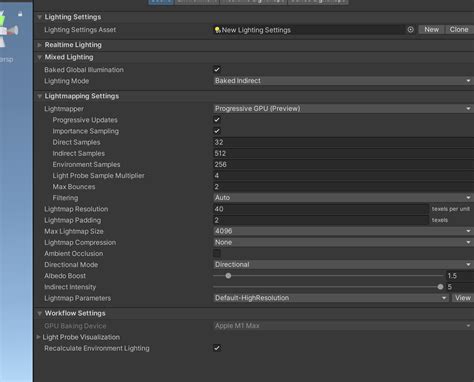 Toradh íomhá ar Unity Lighting Settings