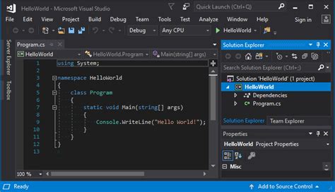 Image result for C# HelloWorld Code