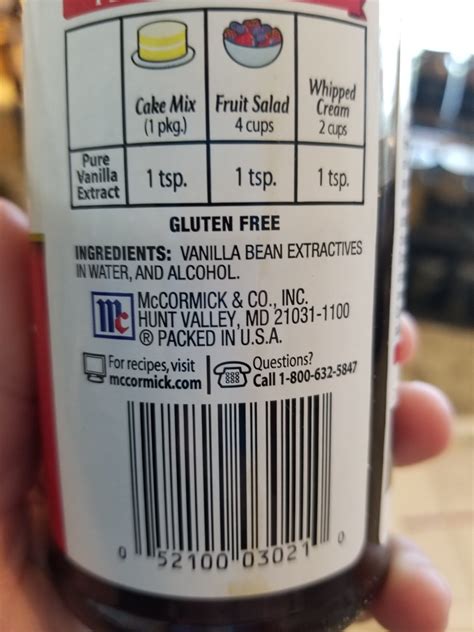 Toradh íomhá ar McCormick Vanilla Extract Label