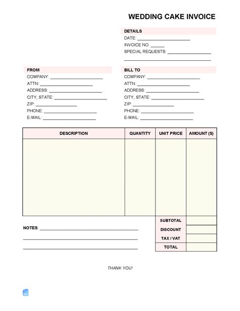 Image result for Example of a Invoice for a Cake UK