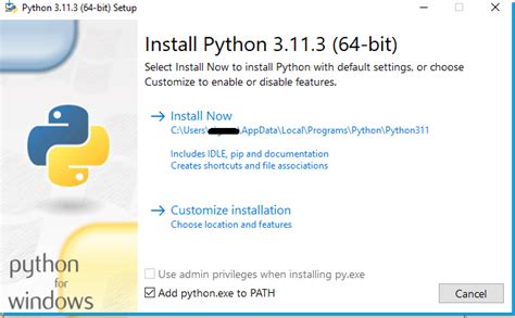 Python Installation Window に対する画像結果