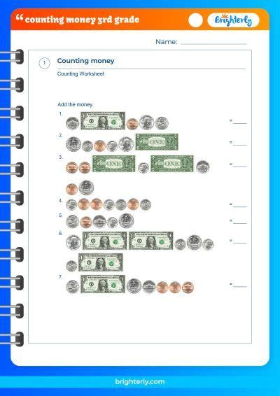 Image result for 3rd Grade Math Worksheets Counting Money