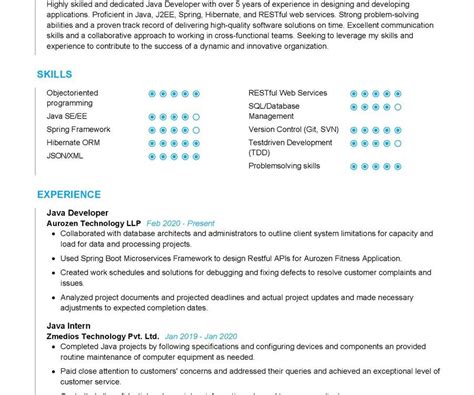 Image result for Java Developer CV Sample