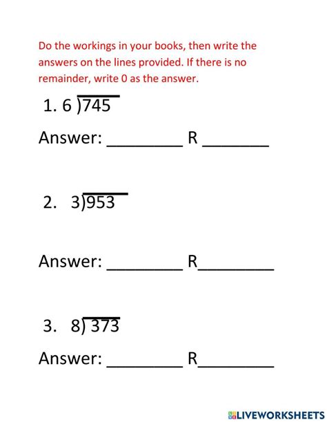 Image result for Long Division Grade 3 Using 1 Digit