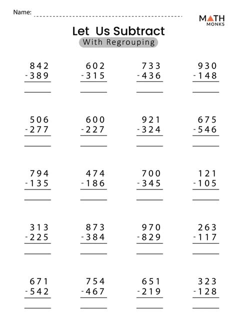 Image result for 3rd Grade Math Worksheets Subtraction