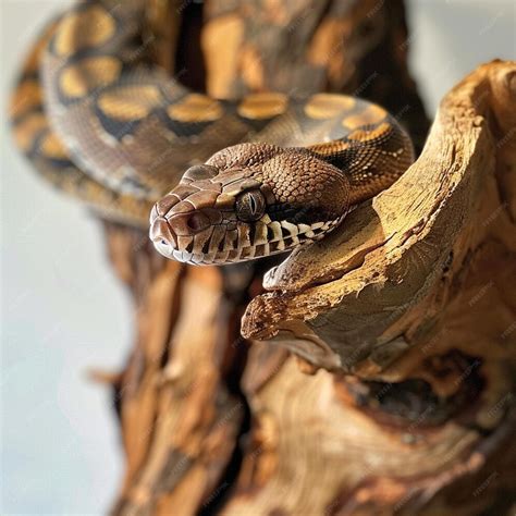 Royal Python snake on a wooden branch | Premium AI-generated image
