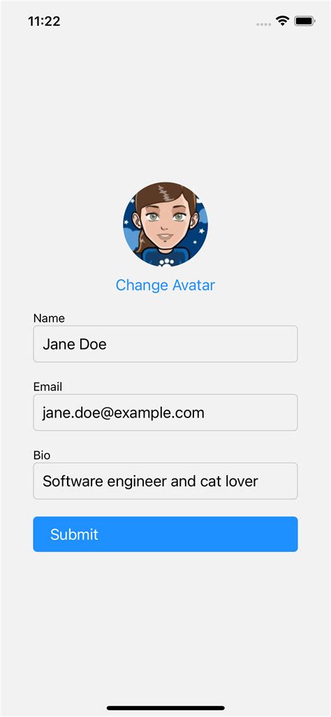 Toradh íomhá ar React Native UI Example