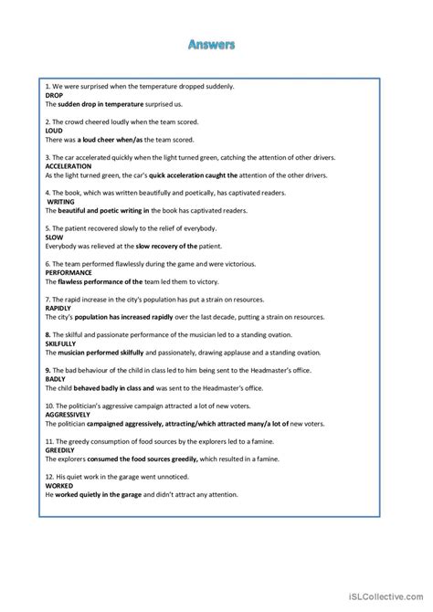 Toradh íomhá ar Nominalisation Worksheet Class 8