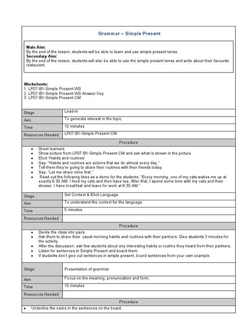 Toradh íomhá ar Simple Present Lesson