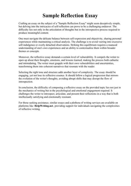 Example of an Introduction for a Reflective Essay に対する画像結果