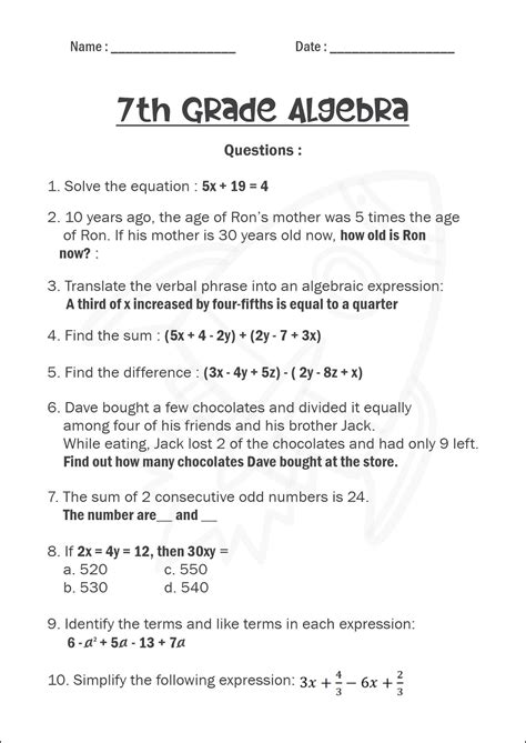 Math Worksheets for 7th Graders に対する画像結果