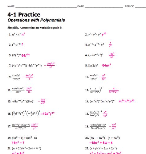 Algebra 2 Operations with Polynomials Chapter 4 Answer Key に対する画像結果