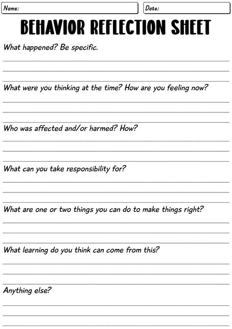 Image result for Behavior Reflection Questions for Students