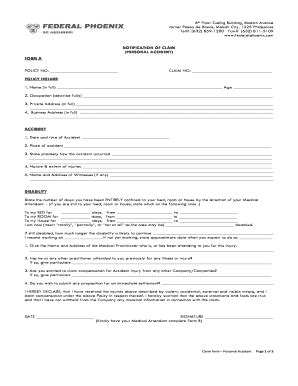 Image result for Personal Accident Claim Form