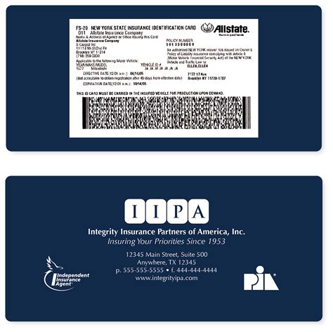 Toradh íomhá ar Auto Insurance ID Card