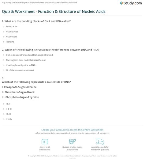 Image result for Nucleic Acids Worksheet Answer Key