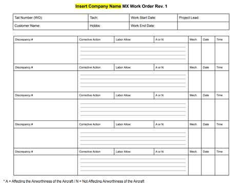 Image result for Mech Work Order Sample