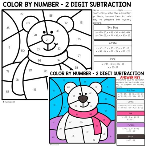 Image result for 2-Digit Subtraction Coloring Sheet