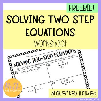 Image result for 7th Grade Math 2 Step Equations Worksheets
