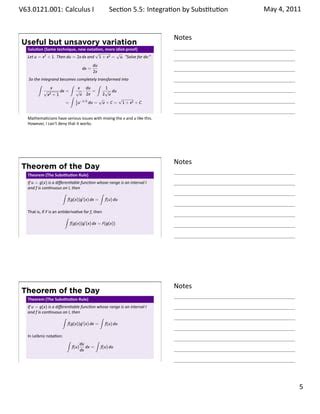 Integration by Substitution Calc 2 Notes に対する画像結果