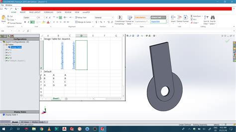 Toradh íomhá ar Inserting a Design Table in SolidWorks Drawing