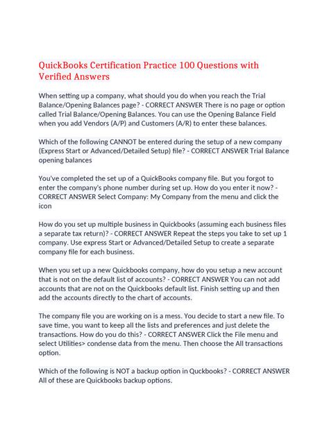 QuickBooks Practice Test with Answers for Beginners に対する画像結果